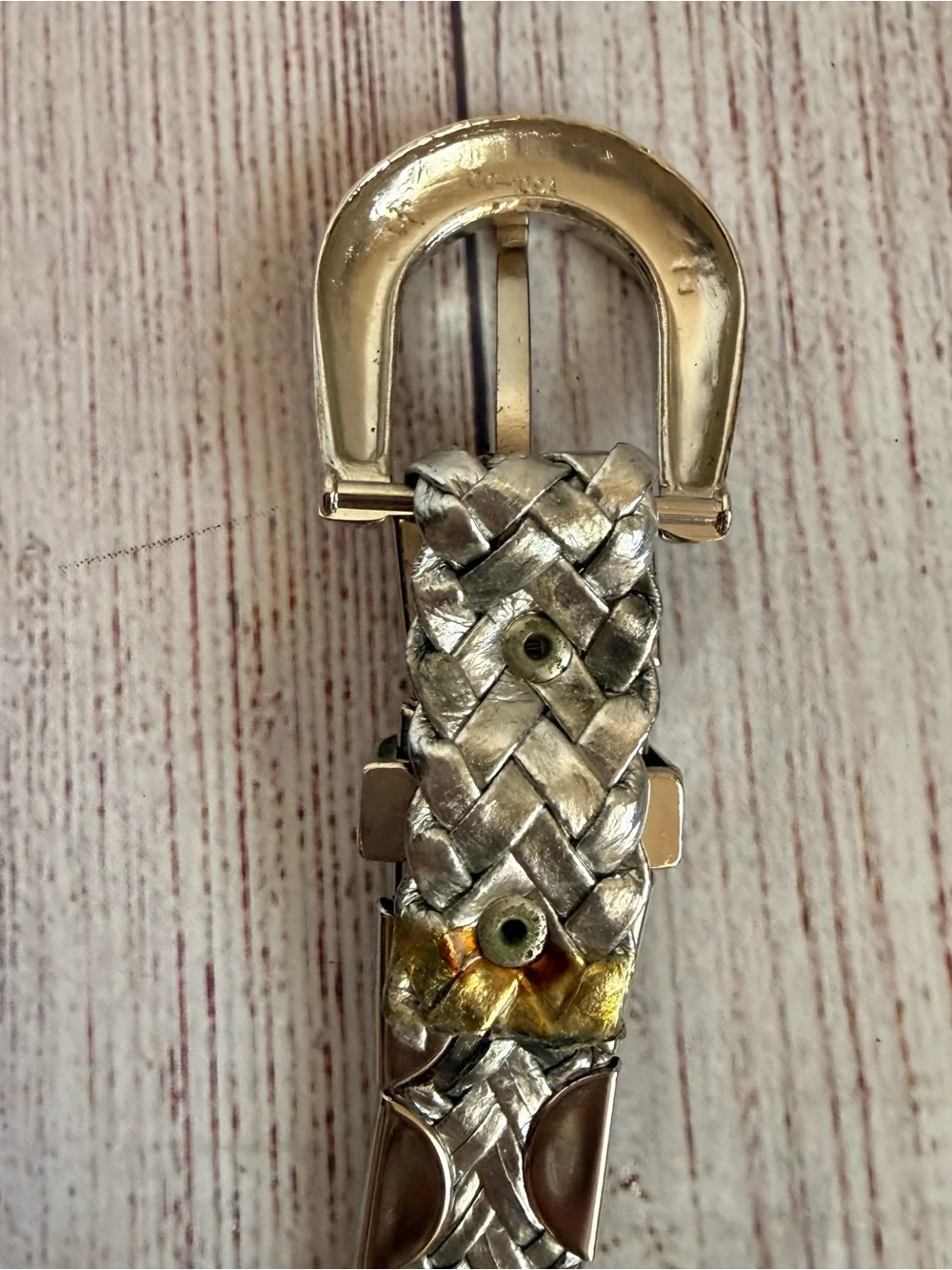 BELT Vintage Braided Silver & Gold belt Medium Large